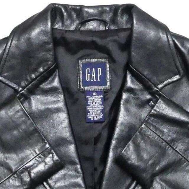 GAP(ギャップ)のギャップ レディース レザーテーラードジャケット 10号 黒 スーツ 本革 本皮 レディースのジャケット/アウター(テーラードジャケット)の商品写真