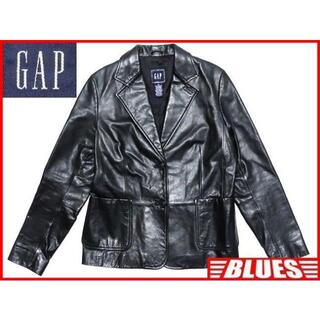 ギャップ(GAP)のギャップ レディース レザーテーラードジャケット 10号 黒 スーツ 本革 本皮(テーラードジャケット)