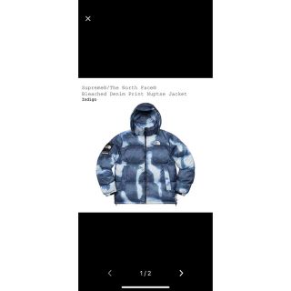 シュプリーム(Supreme)のSupreme TNF Bleached Denim Print Nuptse (ダウンジャケット)