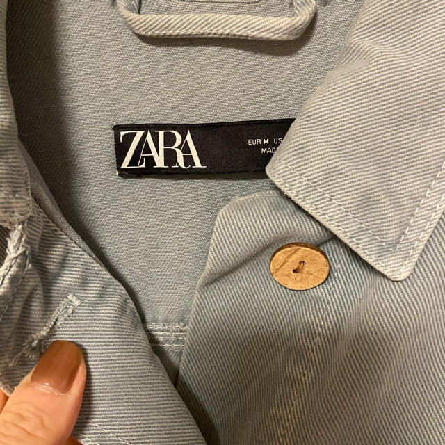 ZARA(ザラ)のZARA パステルカラージャケット　ベルト付き レディースのジャケット/アウター(Gジャン/デニムジャケット)の商品写真