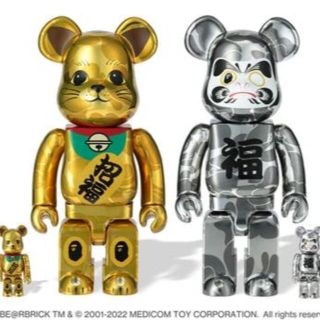 アベイシングエイプ(A BATHING APE)のBE@RBRICK BAPE 招き猫 金メッキ&達磨 銀メッキ 100&400%(その他)