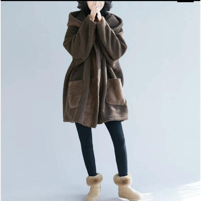 ボアコート　ブラウン　XL レディースのジャケット/アウター(ムートンコート)の商品写真