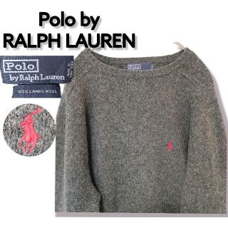 ポロラルフローレン(POLO RALPH LAUREN)の【美品】ポロバイラルフローレン　無地　ニット　ポニー　赤　グレー　ビッグサイズ(ニット/セーター)