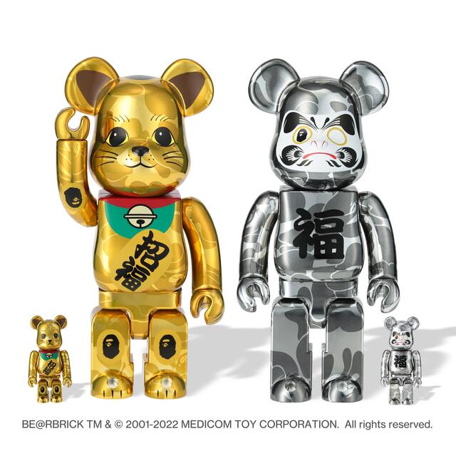 100%amp400%使用状況BE@RBRICK BAPE MANEKINEKO DARUMA 2体セット