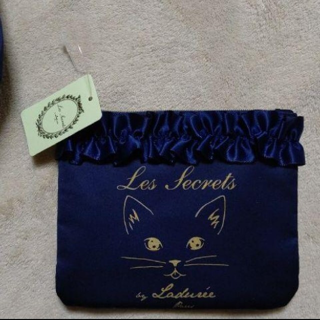 LADUREE(ラデュレ)の新品 ラデュレ 猫 face ミニバッグ ＆ ポーチ ネイビー レディースのファッション小物(ポーチ)の商品写真