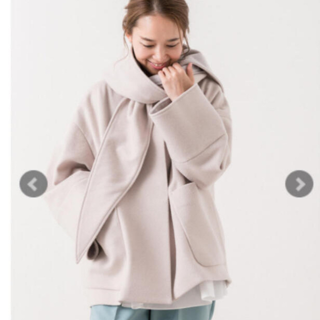 日本 美品 yori ヨリ フードリボンショートコート サイズ36