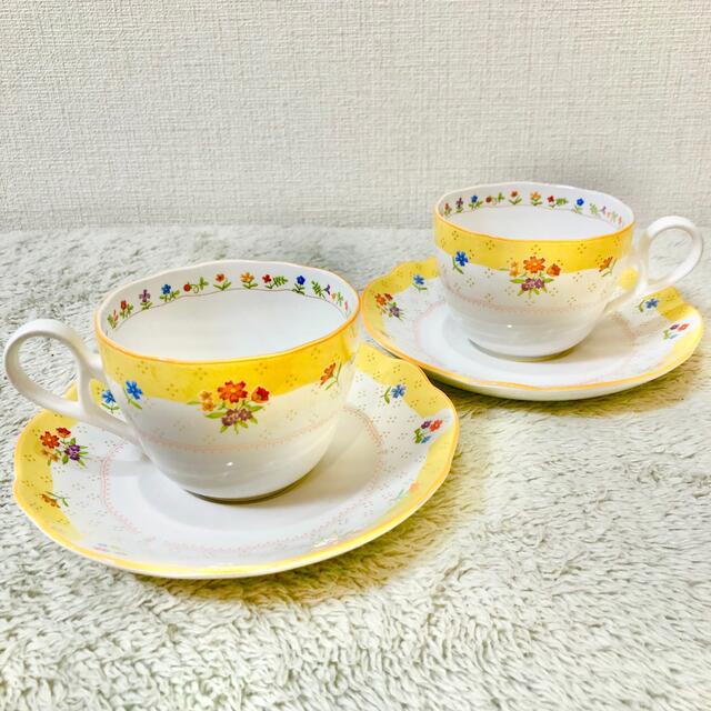Noritake 新品ノリタケ ペアマグカップ&ソーサー トゥルーラブ 黄色花柄 | フリマアプリ ラクマ