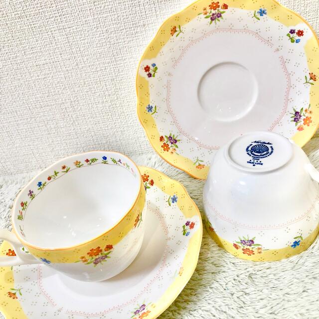 Noritake 新品ノリタケ ペアマグカップ＆ソーサー トゥルーラブ 黄色花柄