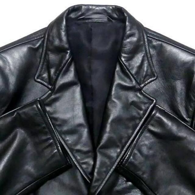 ポールスミス メンズ レザーテーラードジャケット M 黒 スーツ 本革 ブレザー 2