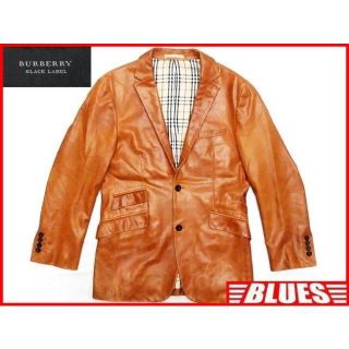 バーバリーブラックレーベル(BURBERRY BLACK LABEL)のバーバリー メンズ レザーテーラードジャケット M 茶 本革 ノバチェック 本皮(テーラードジャケット)