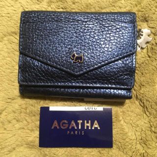 アガタ(AGATHA)のAGATHA PARIS アガタ メタリックブルー 牛革 三つ折り財布(財布)