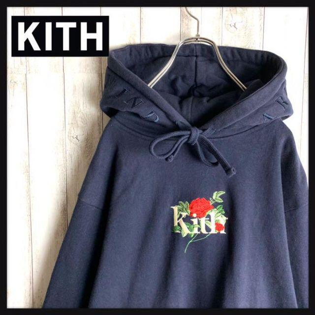 希少デザイン】キス☆センター刺繍 パーカー 裏起毛 入手困難 薔薇