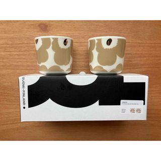 マリメッコ(marimekko)のマリメッコ　ウニッコ　ラテマグ　ホワイト×ベージュ　シルバー(食器)