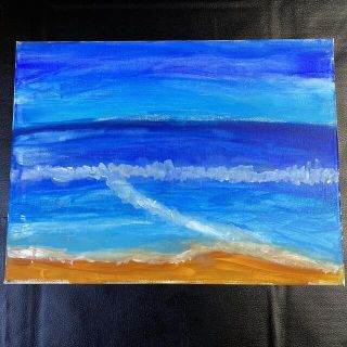 小学生作品 風景画 キャンバス 絵画 アクリル絵具 ハンドメイドの通販