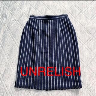 アンレリッシュ(UNRELISH)の美品　ペンシルスカート タイトスカート ストライプ　紺色(ひざ丈スカート)