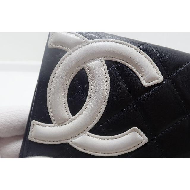 CHANEL(シャネル)の【857】シャネル　カンボンライン　2つ折り財布　黒×白　 レディースのファッション小物(財布)の商品写真