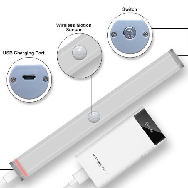 【3色に切替OK】LED人感センサーライト ３個　USB充電　室内足下灯LED インテリア/住まい/日用品のライト/照明/LED(蛍光灯/電球)の商品写真