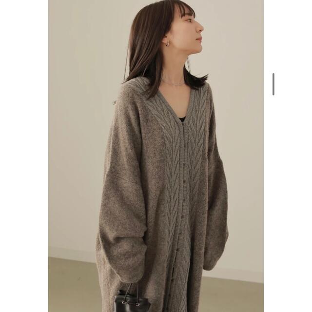 louren  herringbone long knit cardigan