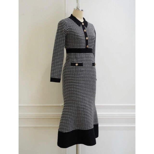 SNIDEL(スナイデル)のBuckingham Houndstooth Knit Dress レディースのワンピース(ロングワンピース/マキシワンピース)の商品写真