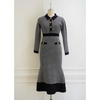 スナイデル(SNIDEL)のBuckingham Houndstooth Knit Dress(ロングワンピース/マキシワンピース)