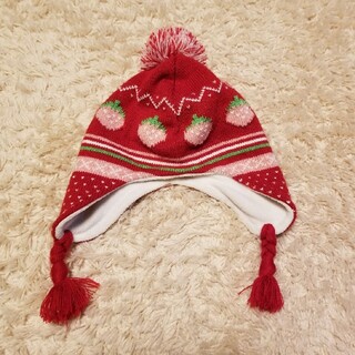タカラトミー(Takara Tomy)の子ども　キッズ　ニット帽　いちご　赤　ガールズ(帽子)