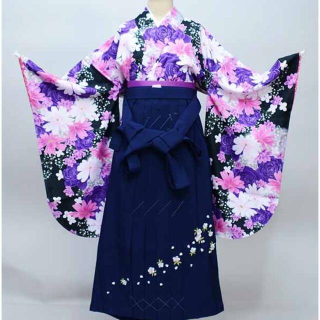 二尺袖 着物 袴 フルセット ショート丈 黒 紫 袴変更可能 NO36067 | フリマアプリ ラクマ