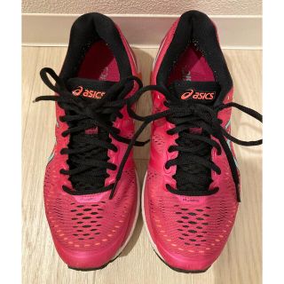 アシックス(asics)のアシックス ピンク×アクアブルー レディース ゲルカヤノ 23 ワイド(シューズ)