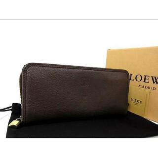 ロエベ(LOEWE)の 美品LOEWE アナグラムゴールド金具ラウンドファスナー　ダークブラウン系(財布)