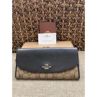 コーチ(COACH)の【本物・良品】COACH コーチ 長財布 カーキ×ブラック(長財布)