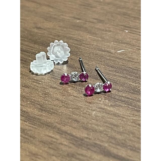 ☆新品☆ K10WG ルビー＆キュービック　ピアス レディースのアクセサリー(ピアス)の商品写真