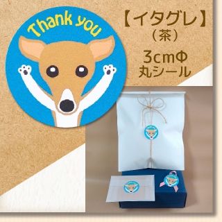 【イタグレ・茶】Thank youシール 48枚★組み合わせ可★ラッピング無料(しおり/ステッカー)