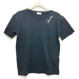 サンローラン(Saint Laurent)のサンローランパリ SAINT LAURENT PARIS カットソー 480334 プリント ラウンドネック 半袖Ｔシャツ コットン ブラック 美品(Tシャツ(半袖/袖なし))