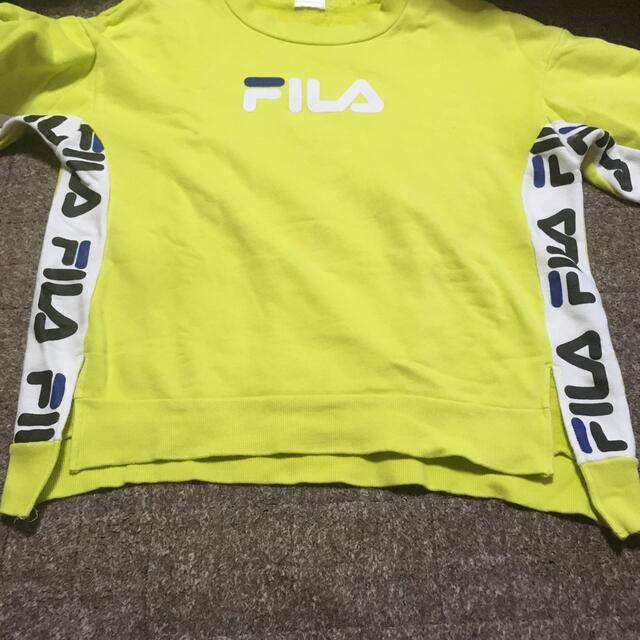 FILA(フィラ)のALGY アルジー FILA フィラ コラボ スウェット150cm 蛍光黄色 キッズ/ベビー/マタニティのキッズ服女の子用(90cm~)(Tシャツ/カットソー)の商品写真