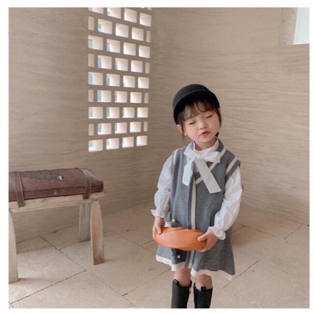 SALE❗️パール付き　ニットワンピース　上品 キッズ/ベビー/マタニティのキッズ服女の子用(90cm~)(ワンピース)の商品写真