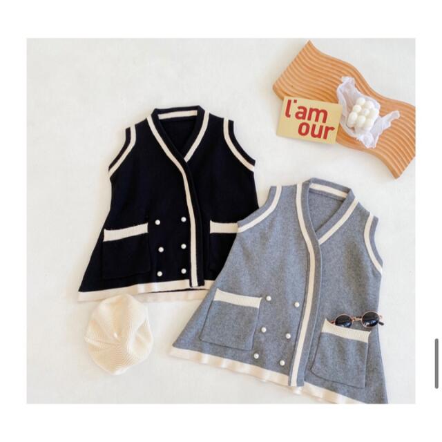 SALE❗️パール付き　ニットワンピース　上品 キッズ/ベビー/マタニティのキッズ服女の子用(90cm~)(ワンピース)の商品写真