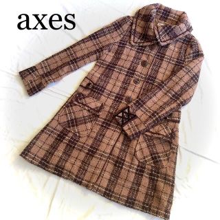 アクシーズファム(axes femme)のコート　アウター　ワンピース風　チェック柄　M(その他)