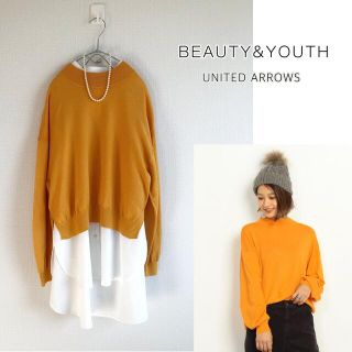 ビューティアンドユースユナイテッドアローズ(BEAUTY&YOUTH UNITED ARROWS)の212601 ボトルネックボリュームスリーブニット　長袖　黄色　ハイネック(ニット/セーター)