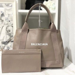 バレンシアガ(Balenciaga)の未使用に近い☆　バレンシアガ　ネイビーカバス　Sサイズ　モカブラウン(ハンドバッグ)