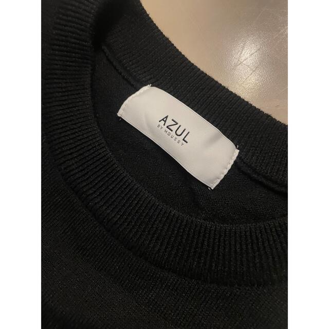 AZUL by moussy(アズールバイマウジー)のAZULbyMoussy アズール ニット ワンピース チュニック  黒 レディースのワンピース(ロングワンピース/マキシワンピース)の商品写真