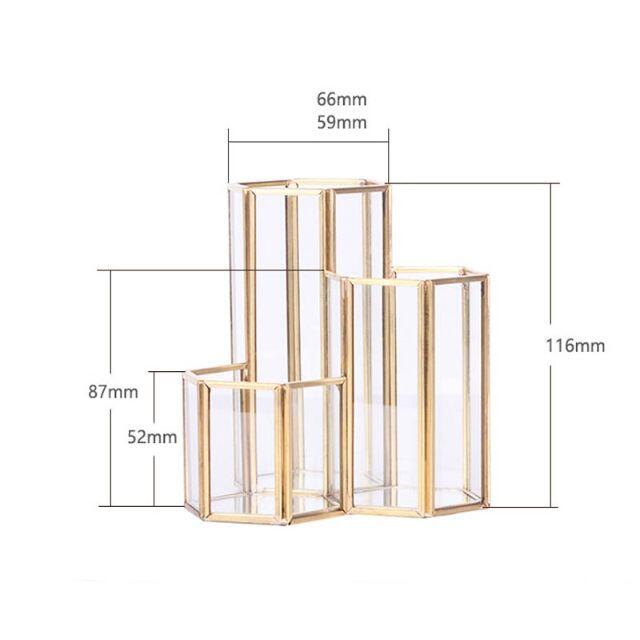 □メイク 収納 スタンド ガラス ケース ゴールド ブラシ フランフラン系 インテリア/住まい/日用品のインテリア小物(小物入れ)の商品写真