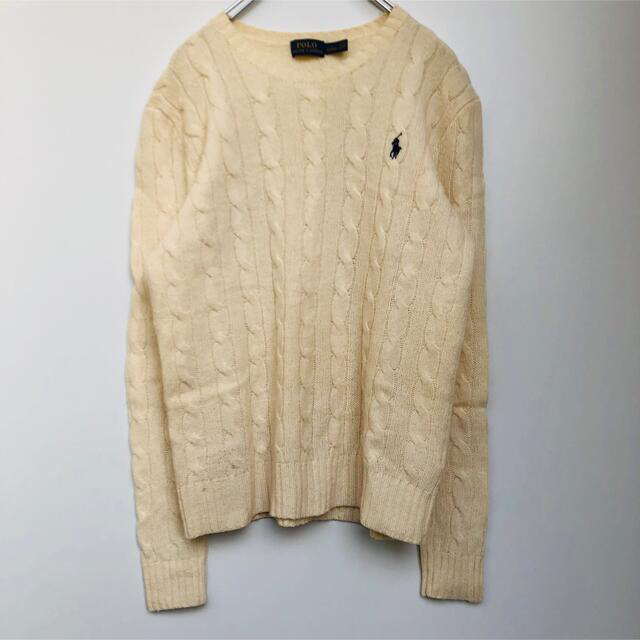 Ralph Lauren(ラルフローレン)のラルフローレン カシミヤ混 ニット セーター ケーブル編み 白 Sサイズ レディースのトップス(ニット/セーター)の商品写真