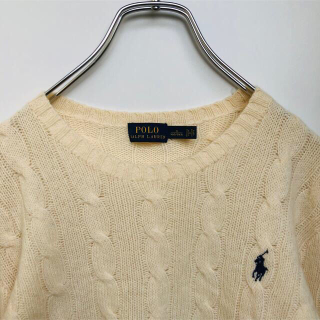 Ralph Lauren(ラルフローレン)のラルフローレン カシミヤ混 ニット セーター ケーブル編み 白 Sサイズ レディースのトップス(ニット/セーター)の商品写真