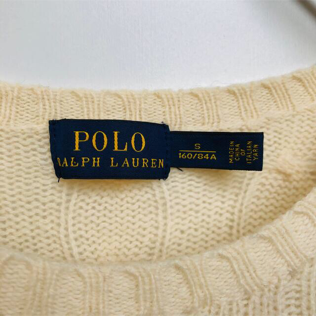 Ralph Lauren(ラルフローレン)のラルフローレン カシミヤ混 ニット セーター ケーブル編み 白 Sサイズ レディースのトップス(ニット/セーター)の商品写真