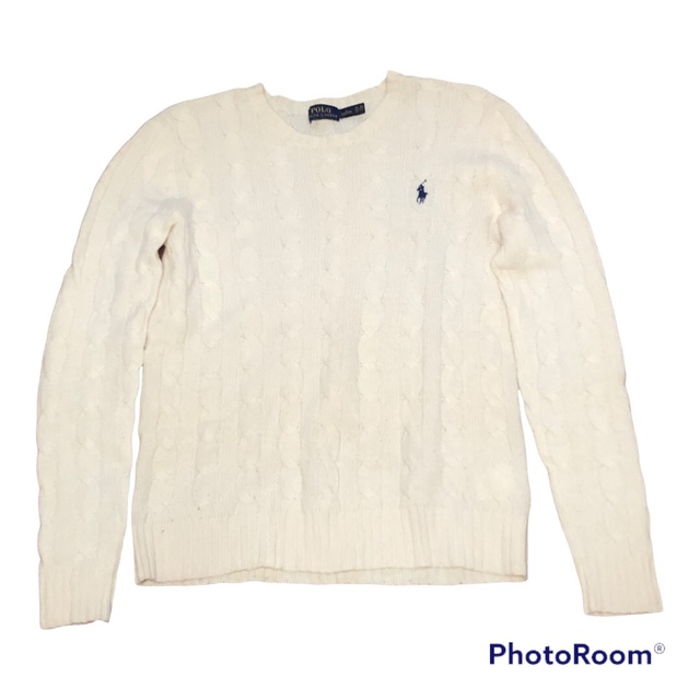 Ralph Lauren(ラルフローレン)のラルフローレン カシミヤ混 ニット セーター ケーブル編み 白 Sサイズ レディースのトップス(ニット/セーター)の商品写真