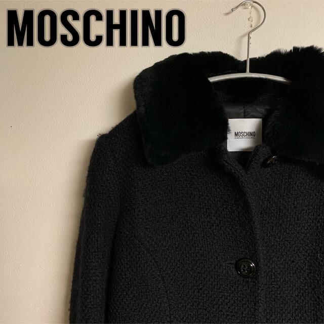 レディース【希少】MOSCHINO AEFFE モスキーノ　ファー　コート　アウター　黒