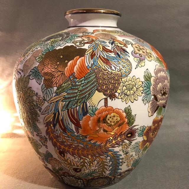 かわいい新作 古伊万里 九谷 薩摩 大花瓶 H568、手描き 豪華金彩 - 花瓶