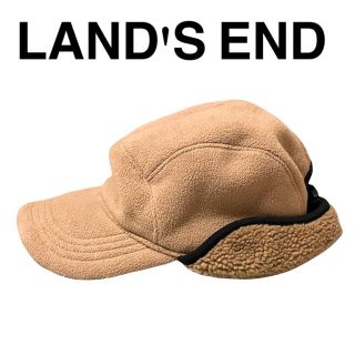 ランズエンド(LANDS’END)のLAND'S END フリースキャップ　ベージュ　耳当て付き　モコモコ(キャップ)