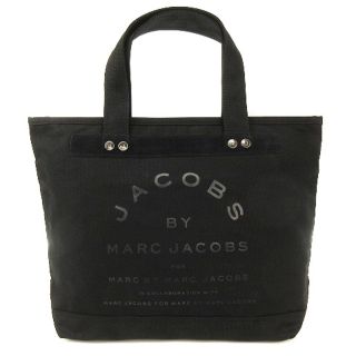 マークバイマークジェイコブス(MARC BY MARC JACOBS)のマークバイマークジェイコブス トートバッグ キャンバス ロゴプリント 黒 ■SM(トートバッグ)