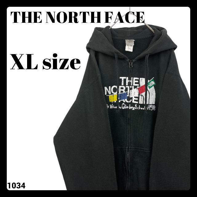 THE NORTH FACE(ザノースフェイス)のUSA古着 ノースフェイス フルジップ スウェット トレーナー 黒 XLサイズ メンズのトップス(パーカー)の商品写真