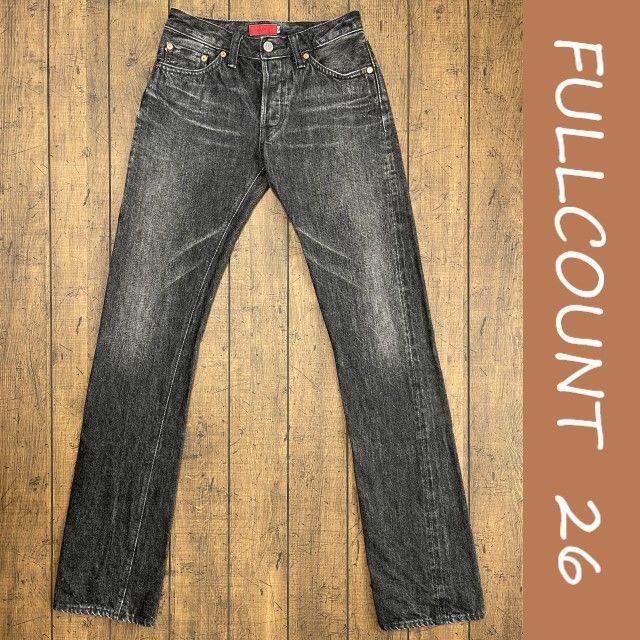 FULLCOUNT スリムストレート26/フルカウント、スキニー、ブラックデニム | フリマアプリ ラクマ